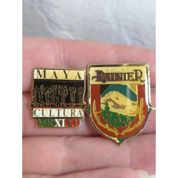 Vntg Collectible Pin Lot Maya Cultura Mount Rainier Seattle Biosphere 2 Arizona - Picture 2 of 8